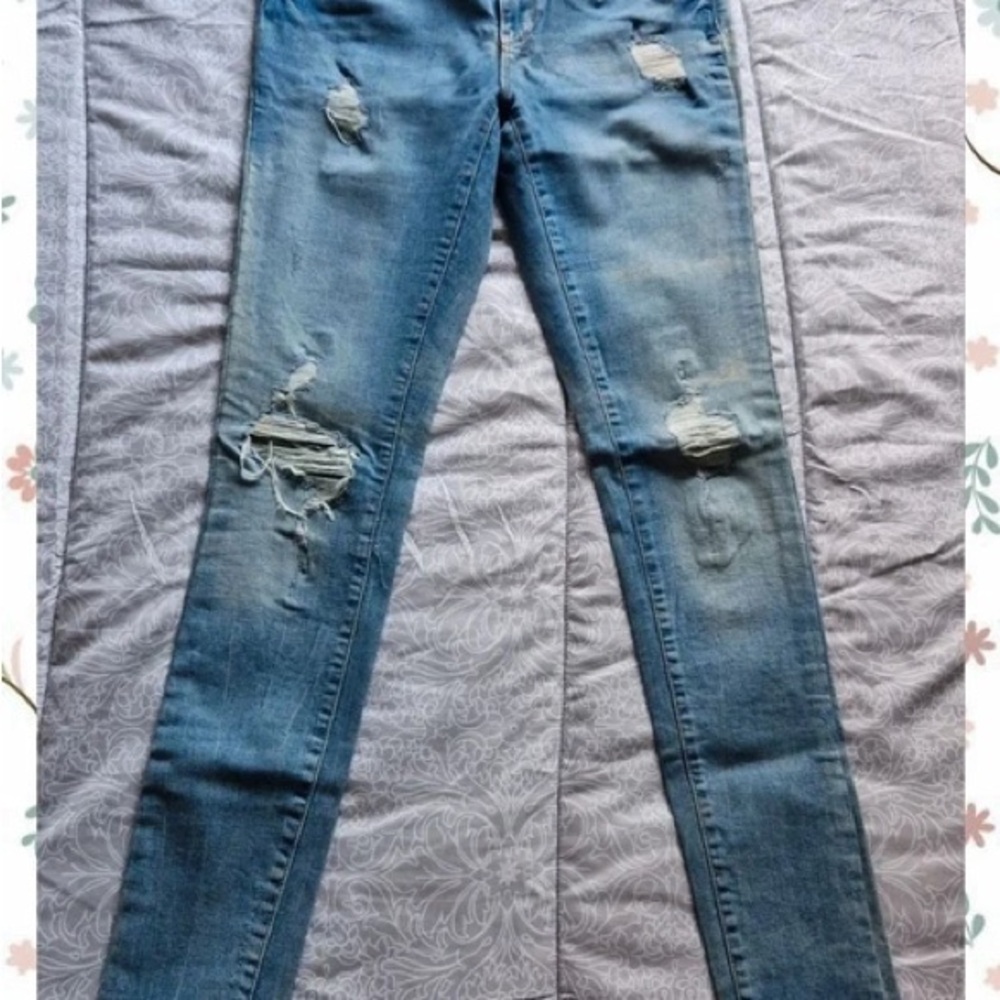 Distressed Blue Skinny Jeans